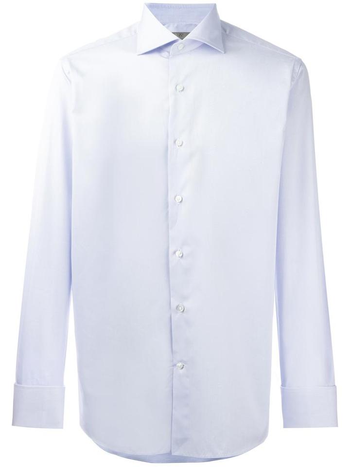 Canali Slim-fit Patterned Shirt, Men's, Size: 44, Blue, Cotton