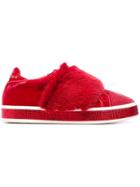 Philipp Plein Embellished Velvet Low Top Sneakers - Red