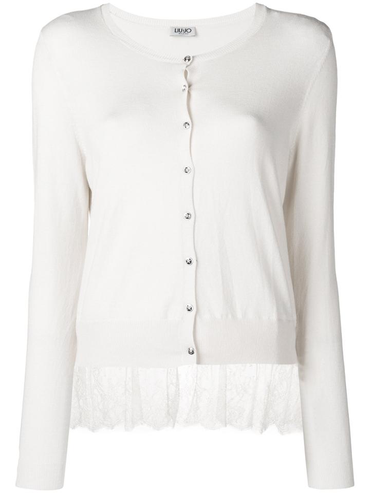 Liu Jo Lace Hem Cardigan - White