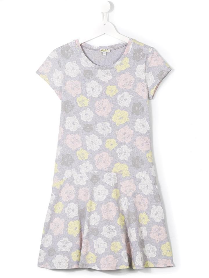 Kenzo Kids Tiger Print T-shirt Dress, Girl's, Size: 14 Yrs, Grey