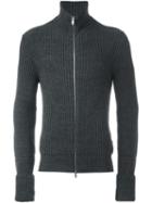 Maison Margiela Ribbed Zip Cardigan, Men's, Size: Medium, Grey, Acrylic/wool/alpaca
