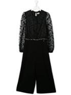 Elisabetta Franchi La Mia Bambina Star Print Sheer Layer Jumpsuit -
