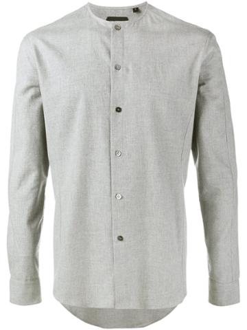 Curieux Collarless Shirt, Men's, Size: 15 1/2, Grey, Cotton