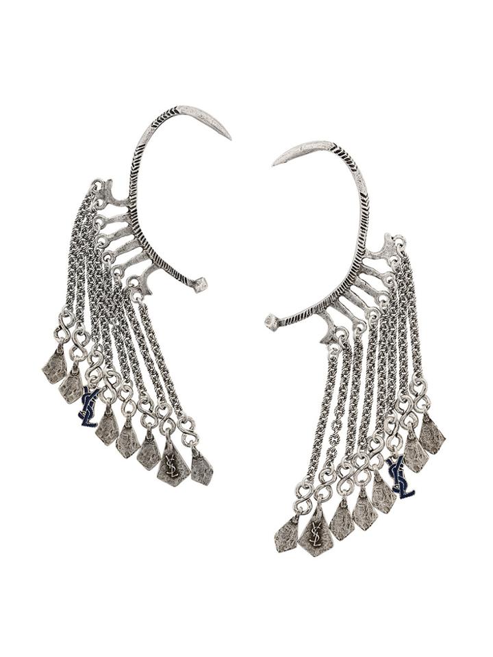 Saint Laurent Marrakech Charm Drop Ear Cuffs - Metallic
