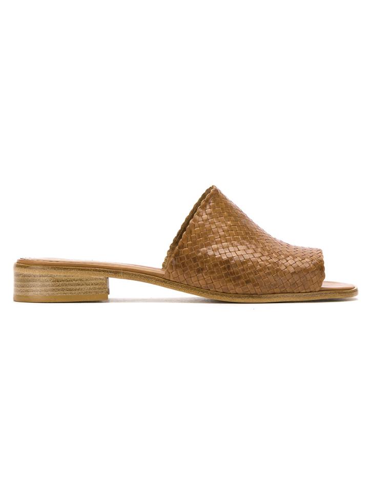 Sarah Chofakian Leather Mules - Brown