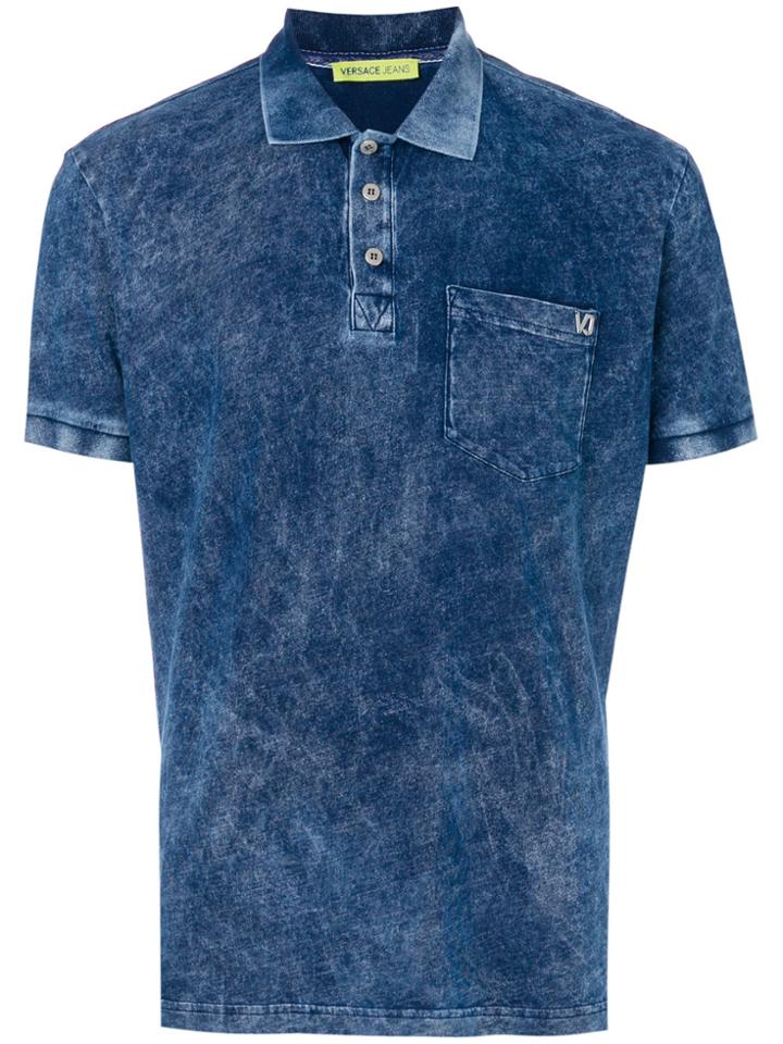 Versace Jeans Acid Wash Polo Shirt - Blue