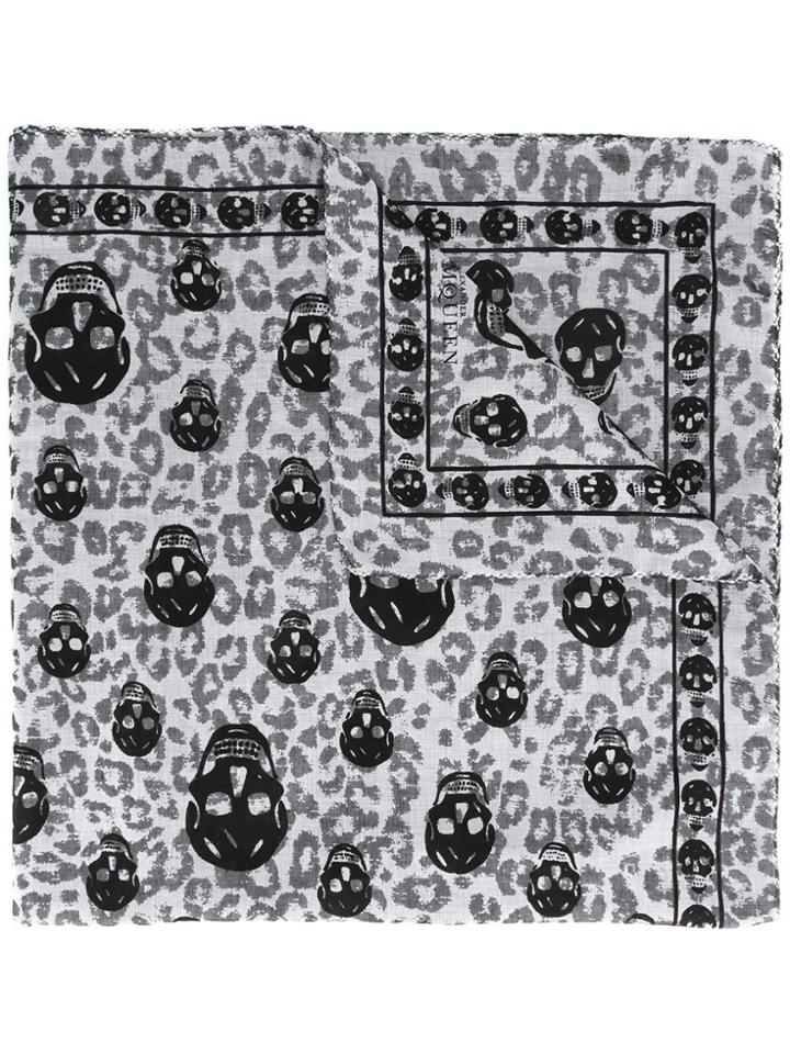 Alexander Mcqueen Animalier Skull Scarf - Black