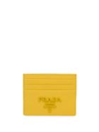 Prada Saffiano Logo Card Holder - Yellow