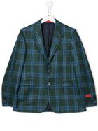 Isaia Kids Plaid Twill Blazer - Green