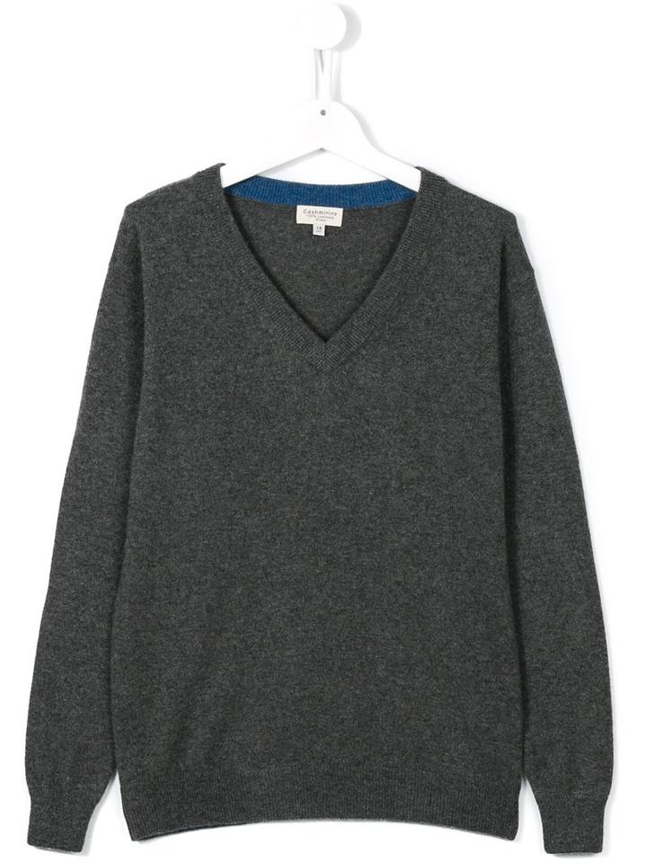 Cashmirino - V-neck Jumper - Kids - Cashmere - 14 Yrs, Grey
