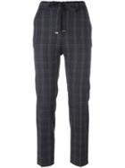 Pt01 Drawstring Waistband Plaid Trousers, Women's, Size: 40, Grey, Polyester/spandex/elastane/viscose/virgin Wool