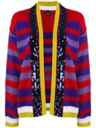 Pinko Sequinned Striped Cardigan - Red