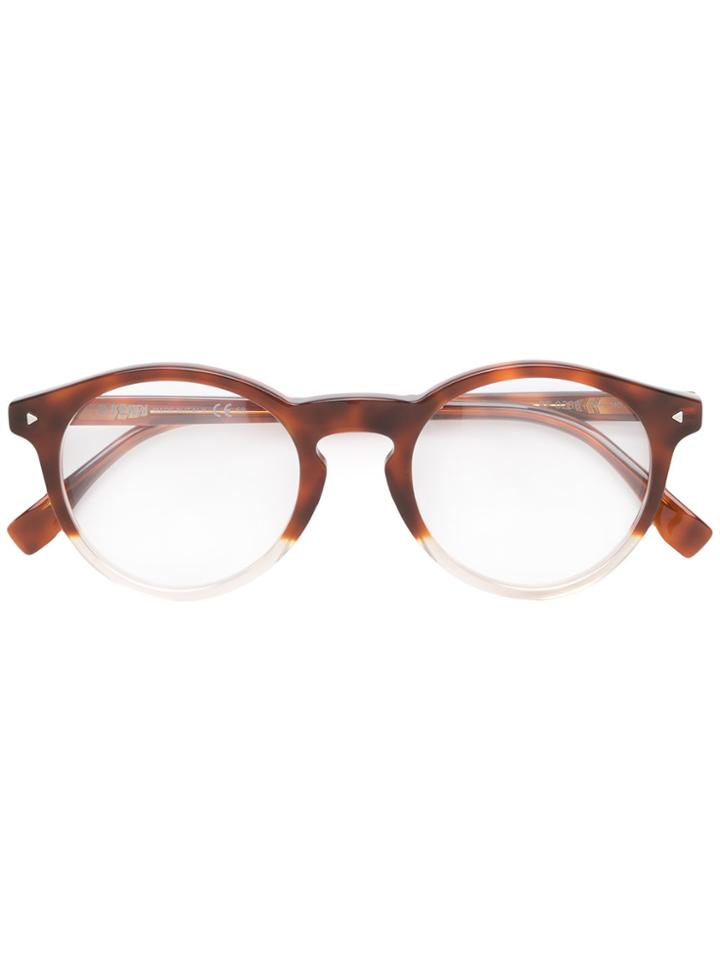 Fendi Eyewear Round Frame Glasses - Brown