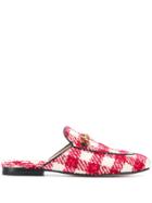 Gucci Checked Mules - Red