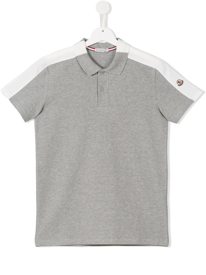 Moncler Kids Two Tone Polo Shirt, Boy's, Size: 14 Yrs, Grey