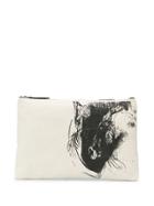 Ann Demeulemeester Horse Sketch Print Clutch - Black