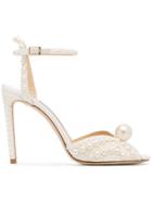 Jimmy Choo White Sacora 100 Leather