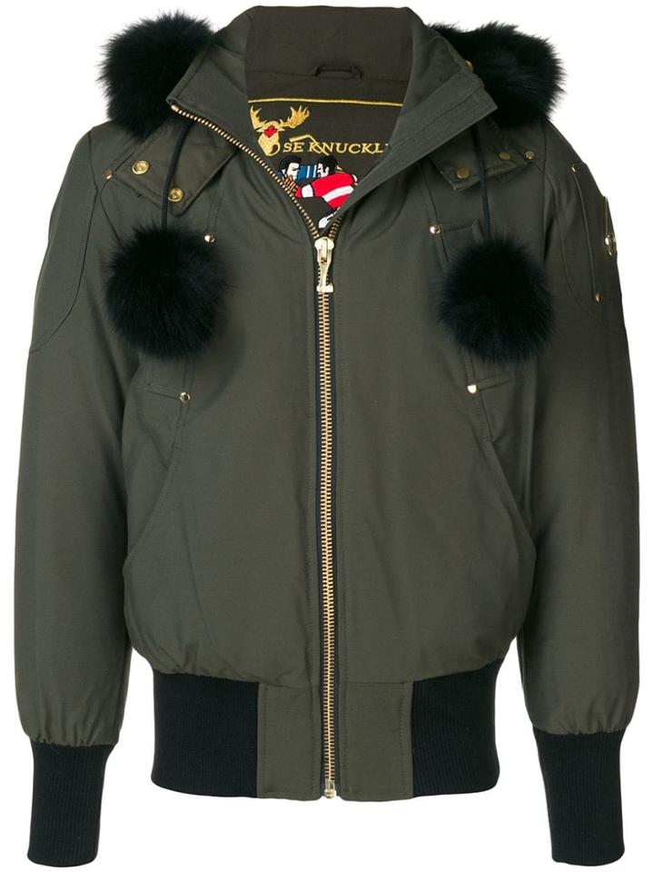 Moose Knuckles Hooded Bomber Jacket - Green