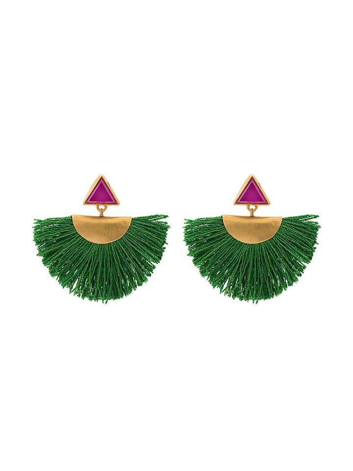 Katerina Makriyianni Mini Fan Earrings With Purple Triangle Studs -