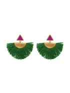 Katerina Makriyianni Mini Fan Earrings With Purple Triangle Studs -