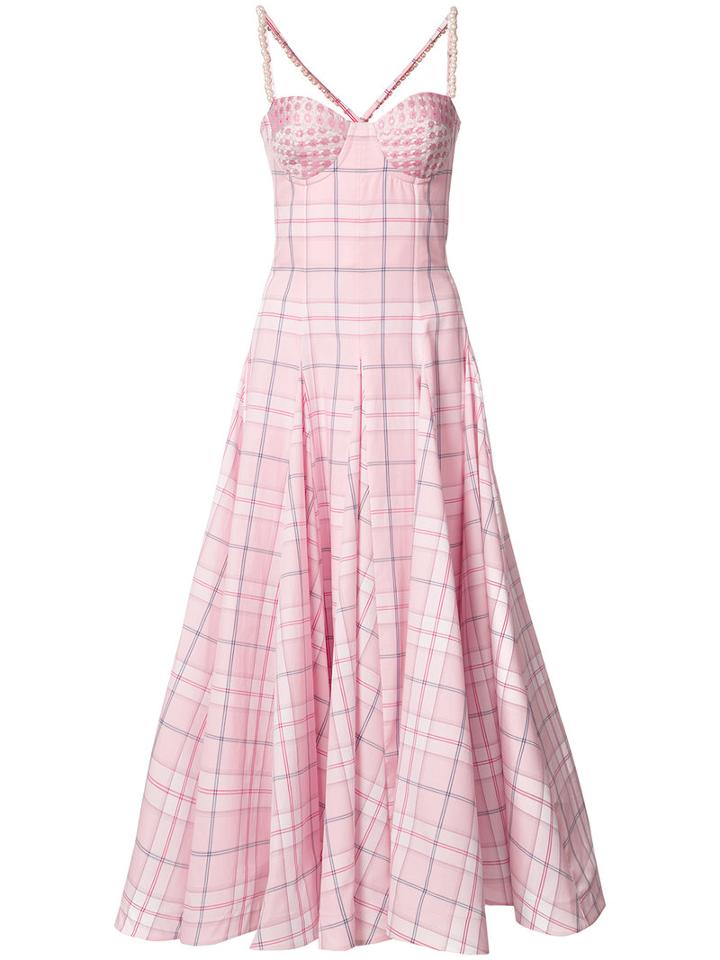 Natasha Zinko Poplin Pearl Trim Corset Dress, Women's, Size: 40, Pink/purple, Cotton/polyester/acetate/cotton