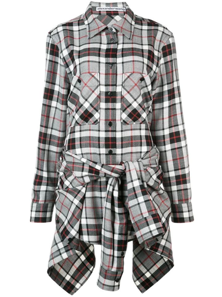Alexander Wang Tie Front Shirt Dress - Grey