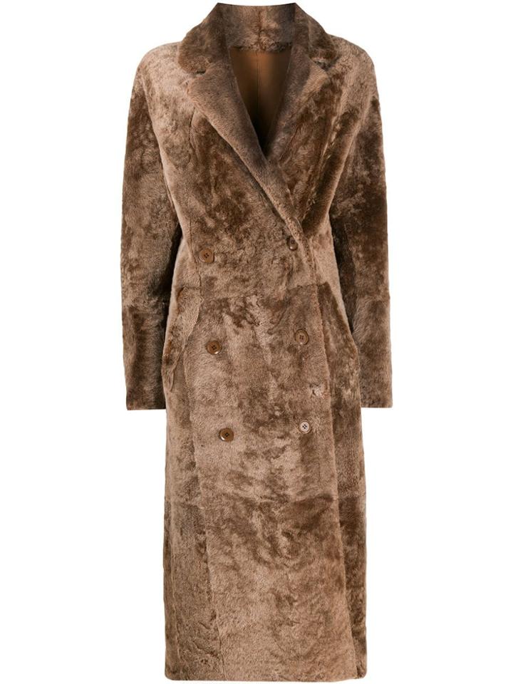 S.w.o.r.d 6.6.44 Double Breasted Shearling Coat - Brown