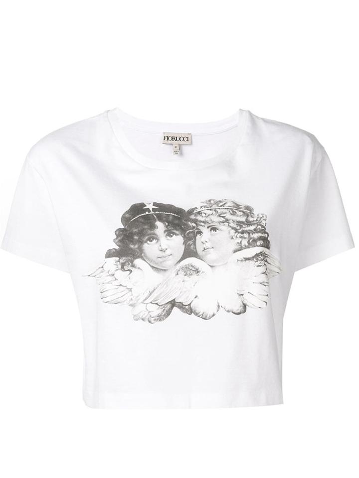 Fiorucci Angel Print Cropped T-shirt - White