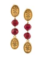 Chanel Vintage Cc Logo Crown 'gripoix' Clip-on Earrings
