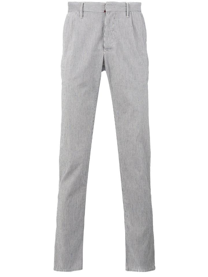 Incotex - Striped Tapered Trousers - Men - Cotton - 31, White, Cotton