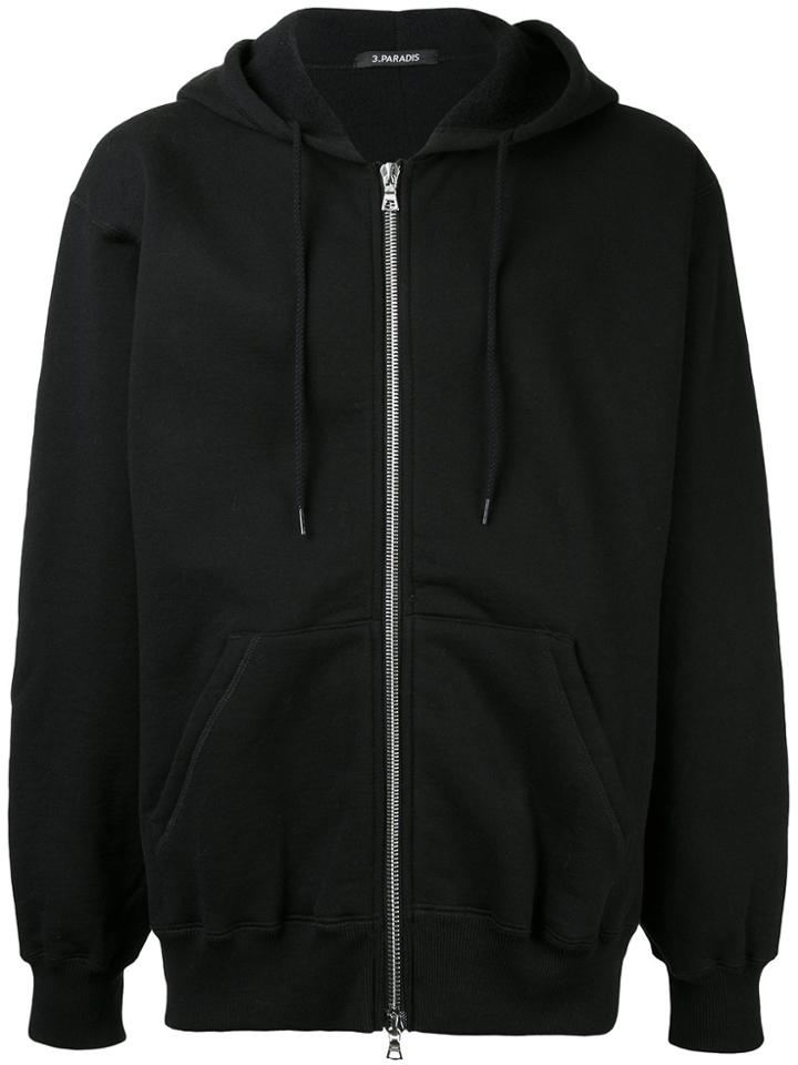 3.paradis Printed Long Sleeved Hoodie - Black