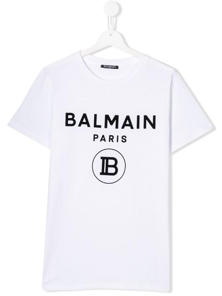 Balmain Kids Teen Printed Logo T-shirt - White