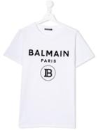 Balmain Kids Teen Printed Logo T-shirt - White