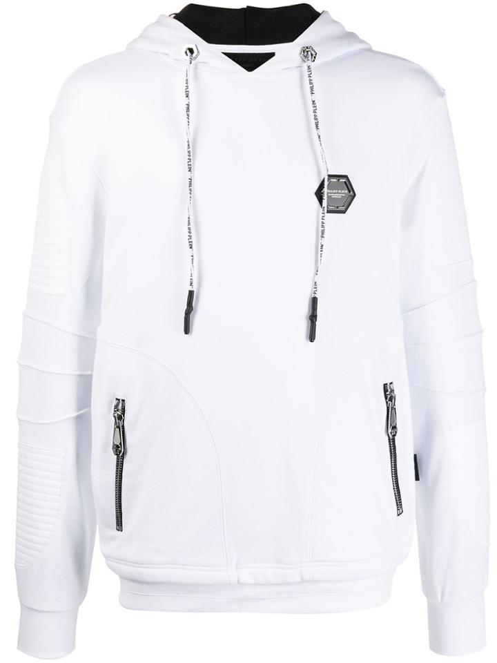 Philipp Plein Logo Plaque Hoodie - White