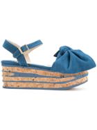 Paloma Barceló Bow Wedge Sandals - Blue