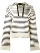 Filles A Papa - Striped Open Back Hoodie - Women - Cotton - 0, Nude/neutrals, Cotton