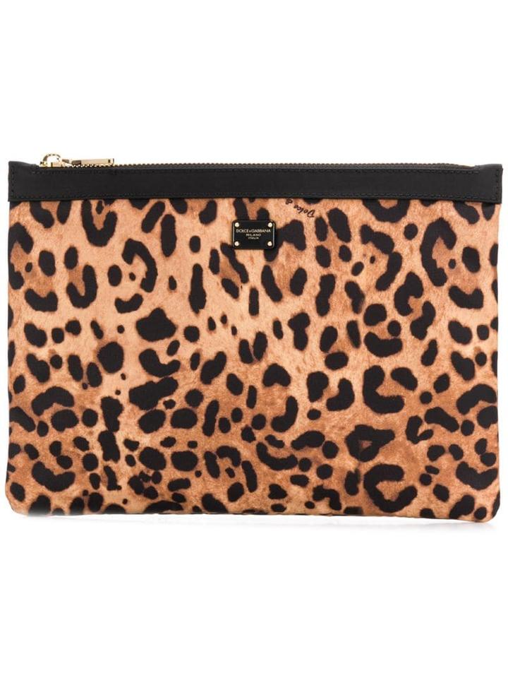 Dolce & Gabbana Leopard Print Make Up Bag - Neutrals