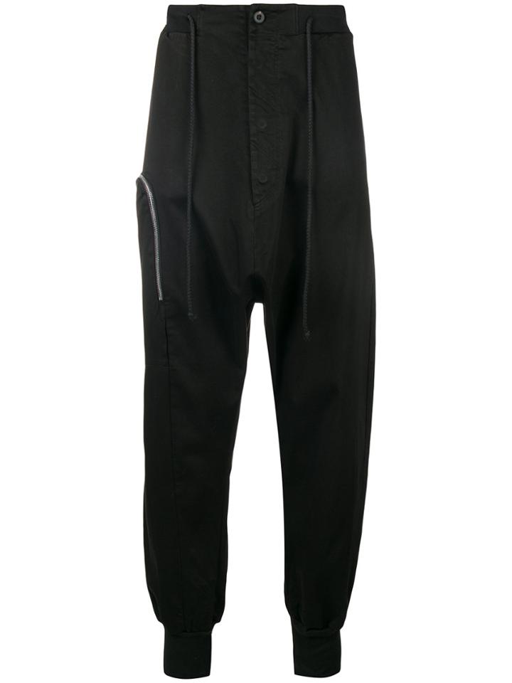 Lost & Found Rooms Zipped Drop Crotch Joggers - Black