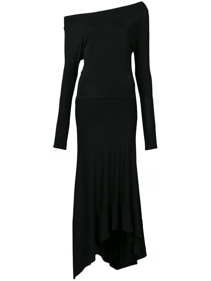 Paco Rabanne Asymmetric Off-the-shoulder Midi Dress - Black