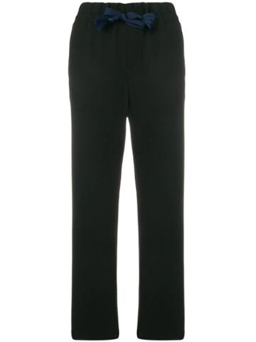 Closed High-waisted Trousers - Black