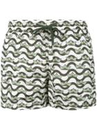 Nos Beachwear - Boats Print Swim Shorts - Men - Polyamide - S, Green, Polyamide