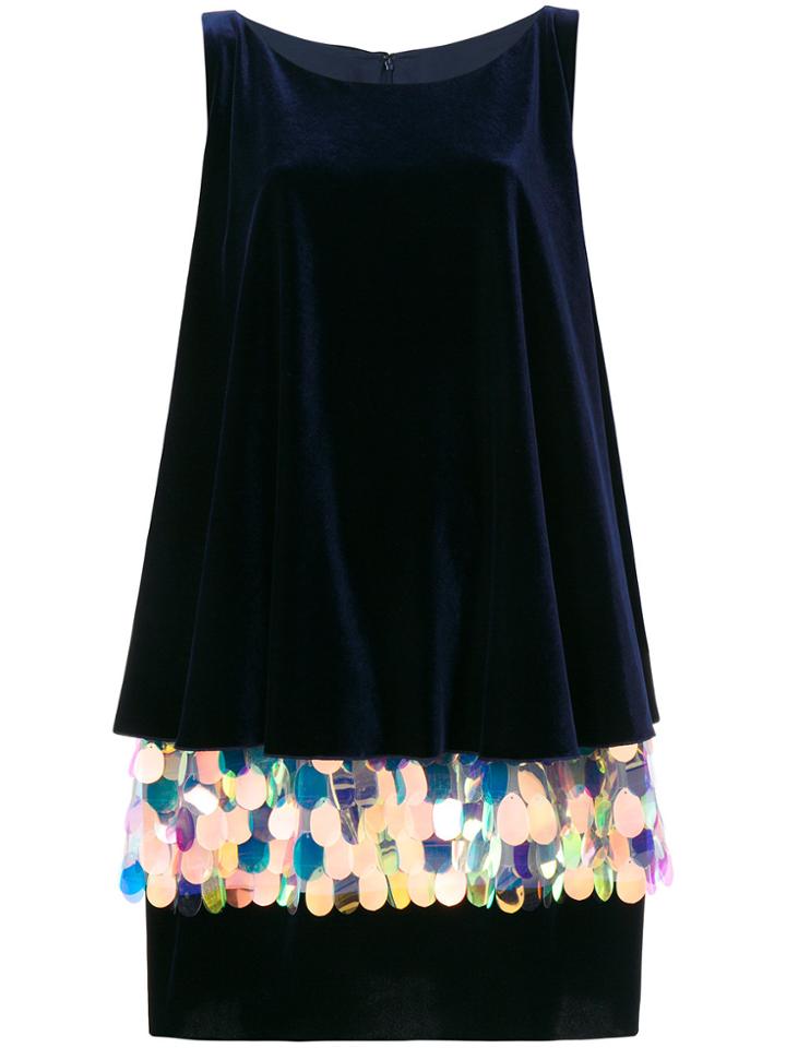 Talbot Runhof Sequinned Layered Dress - Blue