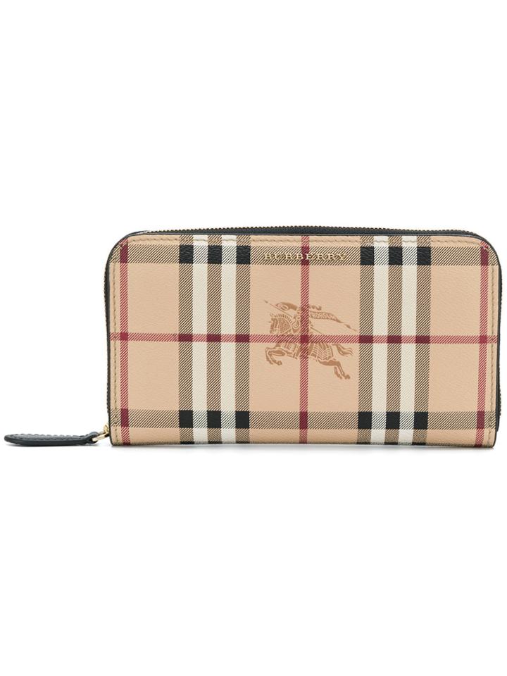 Burberry Haymarket Check Ziparound Wallet - Brown