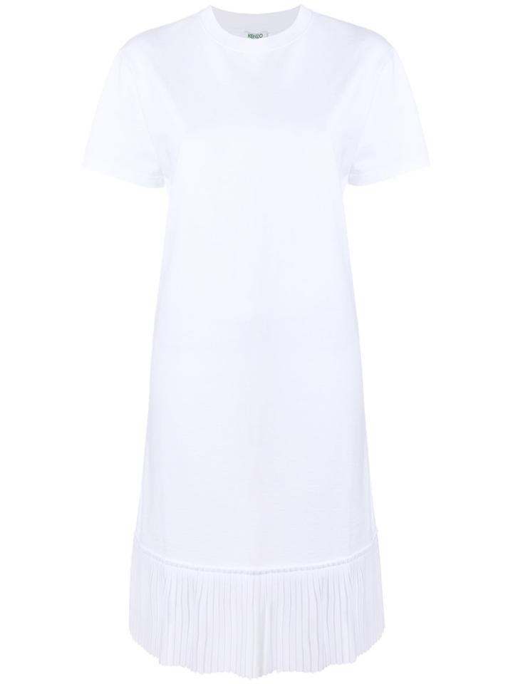 Kenzo Pleated Hem T-shirt Dress - White