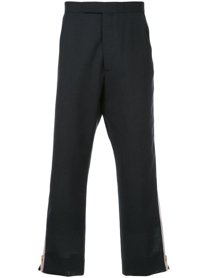 Thom Browne Side Zip Backstrap Trouser In 2 Ply Fresco - Blue