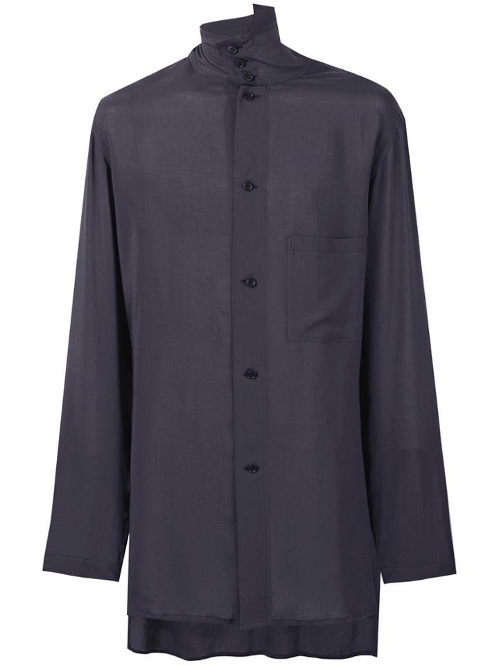 Yohji Yamamoto Band Collar Shirt - Grey