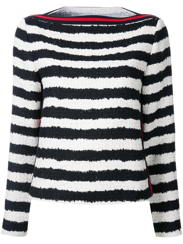 Msgm Striped Bouclé Top, Women's, Size: 40, Black, Cotton/linen/flax/polyamide/viscose