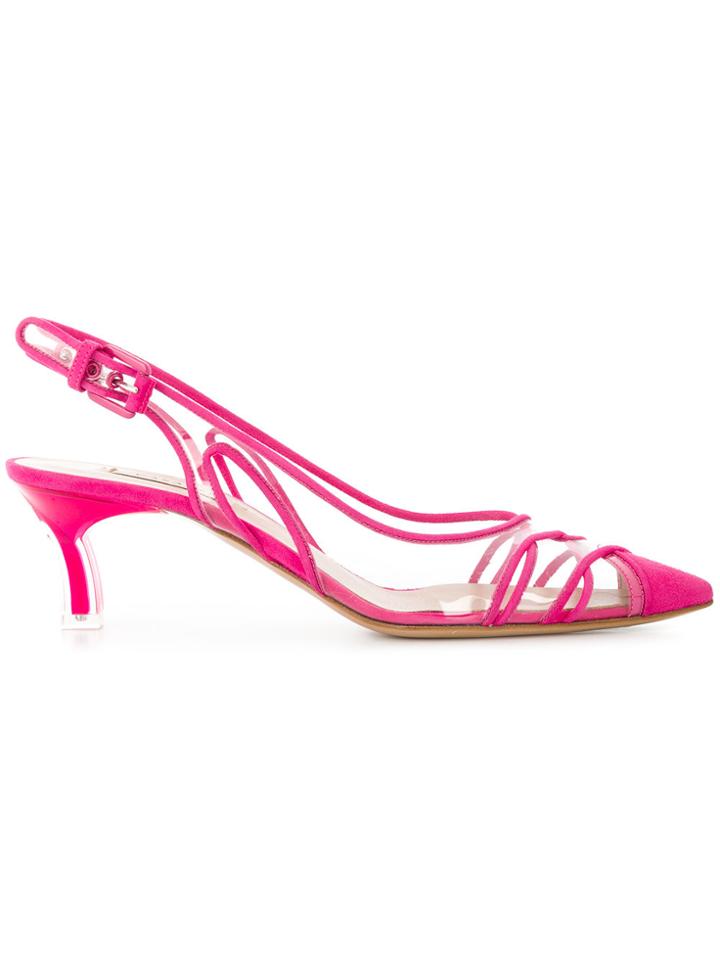 Casadei Vinyl Slingback Pumps - Pink & Purple