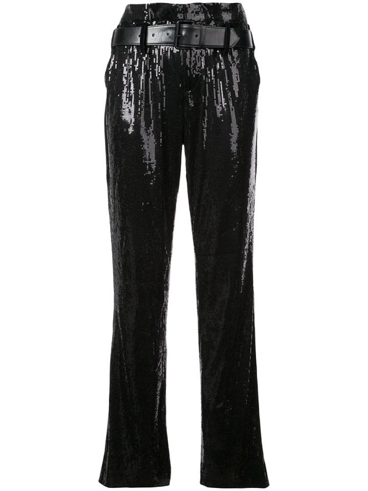 Rta Belted Sequin Trousers - Black