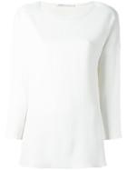 Agnona Round Neck Shift Blouse, Women's, Size: 38, White, Spandex/elastane/viscose
